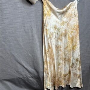 Zara Cream and‎ Tan one shoulder dress